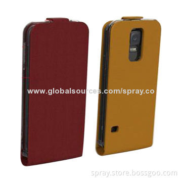 PU Leather Flip Folio Cases for Samsung Galaxy S5, Plastic Back Skin Shell Case Cover
